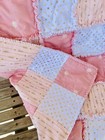New  Crib  Baby  Toddler Size Handmade Rag Quilt Rose Gold White Super Cute 