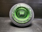 Vintage Uranium Glass Ashtray Hazel Atlas Tire Match Holder Checkerboard Glowing