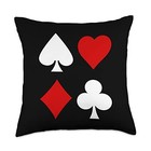 Playing Card Diamonds Spades Clubs Hearts Symbol Poker Rummy Throw Pillow 18x18