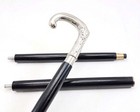 Heavy Victorian Silver Brass Head Handle Wooden Walking Stick Vintage Cane