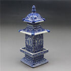 Old Collecting Antique Chinese Blue And White Porcelain Layered Tower Vases