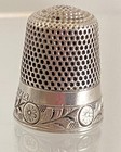 Antique Thimble Silver 8 Crown Flowers Detailed Floral