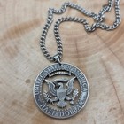 U s   eagle  40  Silver Half Dollar Hand Cut Coin Necklace 18  New