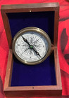 Vintage Brass Compass With Wooden Box Nautical Desk Decor Explorer Gift