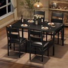Wood Dining Table Set For 4  Kitchen Table Chairs W  Upholstered Chairs Black