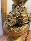 Antique Religious Incense Censor Burner Brass Ornate 3 Chain Angels