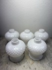 Vtg Hobnail  set Of 5  Ruffle White Milk Glass Shades Lamp 1 5 fitter  5    Tall