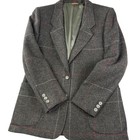 Cricketeer Wool Tweed Blazer Charcoal Windowpane Heritage Academia Size 6