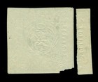 Peru 1868 Coat Of Arms 1d Green  Sc  14 Used Vf Showing Overlapping Paper Split
