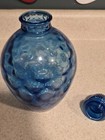 Vintage Decorative Glass Decanter  Aqua Blue Color Mid Century