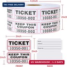 White Raffle Tickets 2  X 2   Double Roll  1000 Pairs roll   Consecutively Numbe