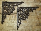 2 Cast Iron Antique Style Heart Brackets  Garden Braces Rustic Shelf Bracket