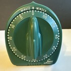 Vintage Kitchen Timer Lux 60 Minute Minder Atomic Rocket Knob Retro Forest Green