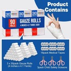 Azen 90 Pack Gauze Rolls Bandages  4 In X 4 1 Yards  Premium Medical Supplies  