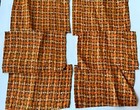 Rare Retro Table 6 Placemats Vintage Orange Basketweave Brown Mcm Fabric