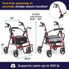 Drive Medical Burgundy 795bu Duet Folding Transport Wheelchair Rollator Walker
