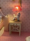 1 12 Dollhouse Miniature Poodle Lamp With Lampshade Lighted
