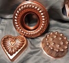 3 Vintage Copper Jello Molds  Bumpy Circle heart  Ring