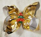 Jojo Siwa Hair Bow Christmas holiday Gold With A Christmas Tree Center 