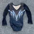 Gk Elite Gymnastics Leotard Competition Rhinestone Mesh Black Silver Adult S