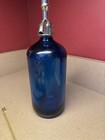 Vtg Mid-island Bev  Service Beer   Soda  Seltzer Bottle Blue Made Czechoslovakia