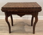 Turkish Mosaic Game Table Mother Of Pearl Inlay Backgammon Chess Cards 1960   s