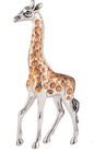 Saturno Silver And Enamel Giraffes  - Fully Hallmarked Sterling Silver