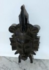 Senufo People Carved Wood Mask Of Figure With Lizard On Head -from C  te D ivoire