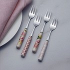 Dolly Parton Pink   White Appetizer Fork With Ceramic Handle  set Of Four 