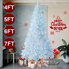 4ft 5ft 6ft 7ft Christmas Tree With Blue Christmas Lights Bushy White Xmas Tree