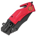 8  Firefighter Spring Assisted Open Rescue Folding Pocket Knife Flashlight Tool