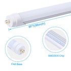 25 Pack T8 Fa8 Single Pin 8  Led Tube Light Bulbs 45w 8ft Led Shop Light 5000k