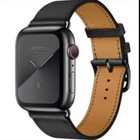 Herm  s Black Leather Band For Apple Watch 42mm 44mm  Authentic  Classic Design