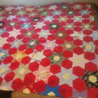 Red Tumbling Block Quilt Top 84 X 71
