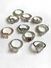 Wholesale Lot Of 10 Cubic Zirconia Rhinestone Rings New Size 7