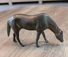Vintage Solid Brass Grazing Horse Figurine Statue 5  Bronze Tone Western Decor