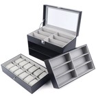 24 Slots Watch Display Box With Lock - Leather Jewelry Storage Organizer Case