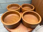 Vintage Wooden Bowls Set Of 4 Made In Thailand 6    Hand Turned Thick Rustic Mcm