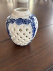 Chinese Porcelain Blue And White Cricket Cage Pierced Vase