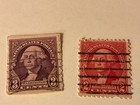 George Washington 3 Cent Stamp Purple 2 Cent Stamp  Green 1 Cent