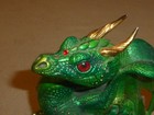 Windstone Editions Scratching Dragon Emerald Green Figurine Red Eyes Pena Rare  