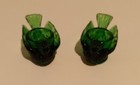 Set Of 4 Green Glass Bird W Berry Salt Cellar Dishes 