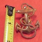 Brass Usn Us Navy Fouled Ship Anchor Cap Badge Screw Back Pin Old Insignia 