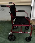 Medline Lightweight Red And Black Transport Foldable Wheelchair 