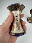 Pair Antique Japanese Meiji 1868-1912 Satsuma Trumpet Shimazu Vase K  zan Mark
