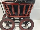 Vintage Antique Styles Dooll Stroller  Cherry Wood Wicker Black Cloth Carriage