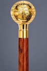 Brass Globe Handle Cane Handcrafted Wooden Walking Stick   Victorian