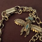 Vtg Charm Bracelet Silver Tone Turquoise Stones Native American Western 