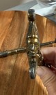 Vintage Brass Gargoyle Jesters Face Andirons Victorian Fireplace Hardware Pair