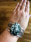 Pine Tree Green  Agate Bracelet   Leaf Motif Fits Wrist 7-9  Artisan Southwest